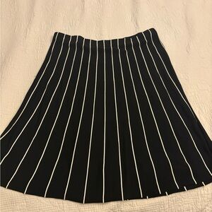 Lauren Ralph Lauren Black A-Line Skirt with White Pinstripes- Size L